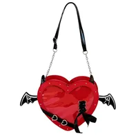 Women's PU Heart Shape Bow Knot Streetwear Sewing Thread Heart-shaped Zipper Shoulder Bag sku image 1