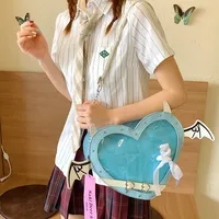 Women's PU Heart Shape Bow Knot Streetwear Sewing Thread Heart-shaped Zipper Shoulder Bag main image 3