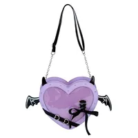 Women's PU Heart Shape Bow Knot Streetwear Sewing Thread Heart-shaped Zipper Shoulder Bag sku image 2