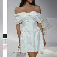 Women's Sheath Dress Elegant Boat Neck Short Sleeve Flower Above Knee Holiday Party main image 1