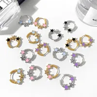 1 Pair Sweet Star Enamel Plating Copper Earrings main image 1