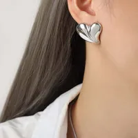 1 Pair Casual Simple Style Heart Shape 304 Stainless Steel Ear Studs main image 4