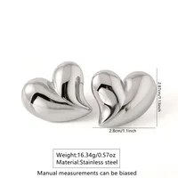 1 Pair Casual Simple Style Heart Shape 304 Stainless Steel Ear Studs main image 2