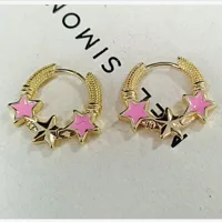 1 Pair Sweet Star Enamel Plating Copper Earrings sku image 1