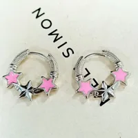 1 Pair Sweet Star Enamel Plating Copper Earrings sku image 2