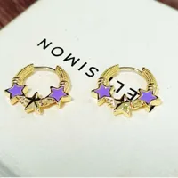 1 Pair Sweet Star Enamel Plating Copper Earrings sku image 3