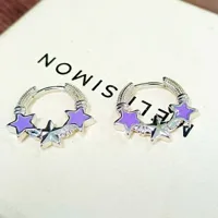 1 Pair Sweet Star Enamel Plating Copper Earrings sku image 4