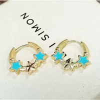 1 Pair Sweet Star Enamel Plating Copper Earrings sku image 5