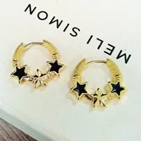 1 Pair Sweet Star Enamel Plating Copper Earrings sku image 7