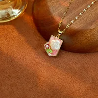 Elegant Four Leaf Clover Heart Shape Butterfly Titanium Steel Copper Plating Zircon Women's Pendant Necklace sku image 59
