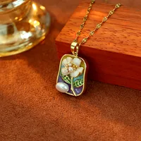 Elegant Four Leaf Clover Heart Shape Butterfly Titanium Steel Copper Plating Zircon Women's Pendant Necklace sku image 60