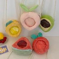 Kid'S Plush Fruit Cute Round Zipper Shoulder Bag main image 1