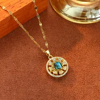 Elegant Four Leaf Clover Heart Shape Butterfly Titanium Steel Copper Plating Zircon Women's Pendant Necklace sku image 61