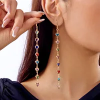 1 Pair Glam Luxurious Queen Heart Shape Artificial Crystal Copper Drop Earrings main image 5