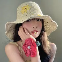Women's Elegant Basic Simple Style Daisy Curved Eaves Straw Hat main image 3
