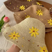 Women's Elegant Basic Simple Style Daisy Curved Eaves Straw Hat main image 4