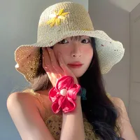 Women's Elegant Basic Simple Style Daisy Curved Eaves Straw Hat sku image 1