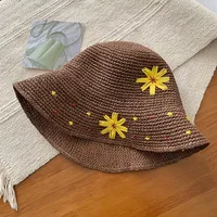Women's Elegant Basic Simple Style Daisy Curved Eaves Straw Hat sku image 2