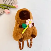 Women's Girl'S Plush Capybara Cute Oval Zipper Functional Backpack sku image 3