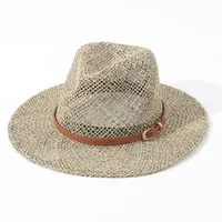 Unisex Hawaiian Tropical Classic Style Geometric Flat Eaves Straw Hat main image 2