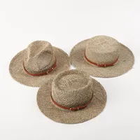 Unisex Hawaiian Tropical Classic Style Geometric Flat Eaves Straw Hat main image 1