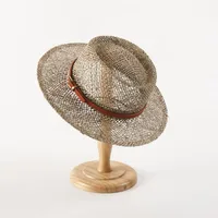 Unisex Hawaiian Tropical Classic Style Geometric Flat Eaves Straw Hat main image 4
