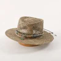 Unisex Hawaiian Tropical Classic Style Geometric Flat Eaves Straw Hat sku image 7