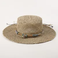 Unisex Hawaiian Tropical Classic Style Geometric Flat Eaves Straw Hat sku image 8
