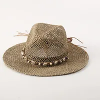 Unisex Hawaiian Tropical Classic Style Geometric Flat Eaves Straw Hat sku image 9