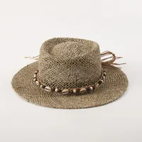 Unisex Hawaiian Tropical Classic Style Geometric Flat Eaves Straw Hat sku image 10