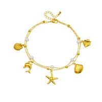 Marine Style Beach Starfish Dolphin Shell 304 Stainless Steel Women's Anklet main image 5