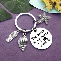 1 Piece Marine Style Simple Style Slogan Starfish Conch 201 Stainless Steel Unisex Unisex Bag Pendant Keychain main image 1