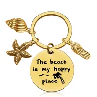1 Piece Marine Style Simple Style Slogan Starfish Conch 201 Stainless Steel Unisex Unisex Bag Pendant Keychain main image 2
