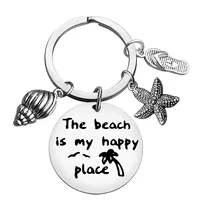 1 Piece Marine Style Simple Style Slogan Starfish Conch 201 Stainless Steel Unisex Unisex Bag Pendant Keychain main image 3