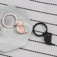 1 Pair Cute Cat 201 Stainless Steel Couple Bag Pendant Keychain main image 4