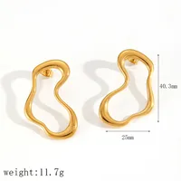 1 Pair IG Style Irregular Polishing Plating 304 Stainless Steel 18K Gold Plated Ear Studs main image 4