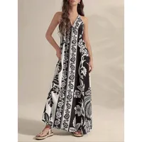 Women's Strap Dress Elegant Streetwear Halter Neck Backless Sleeveless Flower Maxi Long Dress Holiday Daily main image 1