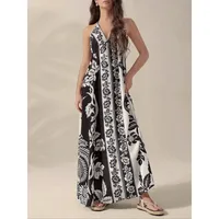 Women's Strap Dress Elegant Streetwear Halter Neck Backless Sleeveless Flower Maxi Long Dress Holiday Daily main image 3