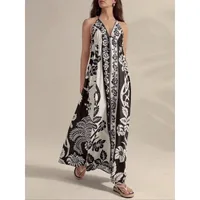 Women's Strap Dress Elegant Streetwear Halter Neck Backless Sleeveless Flower Maxi Long Dress Holiday Daily main image 2