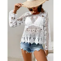 Women's Elegant Vacation Stripe Mesh Hollow Out Pullovers Knitwear main image 1