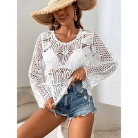 Women's Elegant Vacation Stripe Mesh Hollow Out Pullovers Knitwear main image 3
