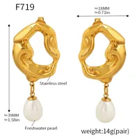 IG Style Elegant Simple Style Geometric Plating 304 Stainless Steel Freshwater Pearl 18K Gold Plated Earrings main image 10