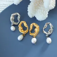 IG Style Elegant Simple Style Geometric Plating 304 Stainless Steel Freshwater Pearl 18K Gold Plated Earrings main image 1