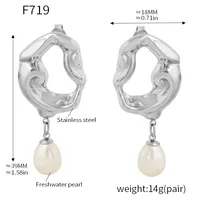 IG Style Elegant Simple Style Geometric Plating 304 Stainless Steel Freshwater Pearl 18K Gold Plated Earrings sku image 2