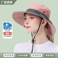 Summer Outdoor Bucket Hat Women's Sun Hat Big Brim Face Cover Sun Hat Sun Protection Cap With Hair Extensions Alpine Cap Beach Hat sku image 19