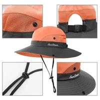 Summer Outdoor Bucket Hat Women's Sun Hat Big Brim Face Cover Sun Hat Sun Protection Cap With Hair Extensions Alpine Cap Beach Hat main image 3