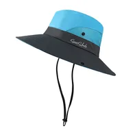 Summer Outdoor Bucket Hat Women's Sun Hat Big Brim Face Cover Sun Hat Sun Protection Cap With Hair Extensions Alpine Cap Beach Hat sku image 5
