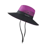 Summer Outdoor Bucket Hat Women's Sun Hat Big Brim Face Cover Sun Hat Sun Protection Cap With Hair Extensions Alpine Cap Beach Hat sku image 6
