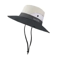 Summer Outdoor Bucket Hat Women's Sun Hat Big Brim Face Cover Sun Hat Sun Protection Cap With Hair Extensions Alpine Cap Beach Hat sku image 9