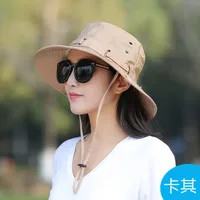 Sun Hat Sun Hat Female Korean Style Brass Buckle Folding Fisherman Hat Youth Outdoor Mountaineering Wide Brim Lace Sun Hat sku image 7
